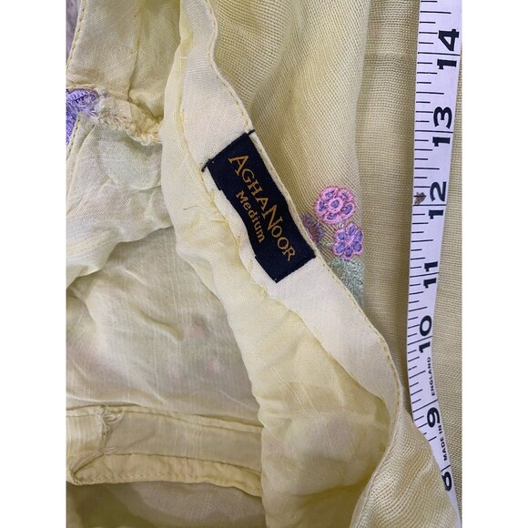 Agha Noor Afghanoor Yellow & Purple Embroidered Dress Size Medium Floral Lined - Picture 3 of 10